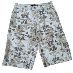 Vintage Y2K Calvin Klein Desert Camo Skull Print Embroidered Cargo Shorts Sz 12